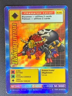 Digimon Dokugumon St-19S Holo Foil Bandai Digimon Card 1999 English Vintage - Image 1