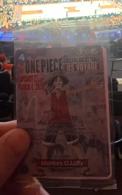 Bandai One Piece Card Game Monkey D. Luffy P-055 College Basketball Promo - Image 1