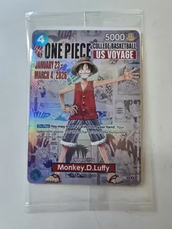 Bandai One Piece Card Game Monkey D. Luffy P-055 College Basketball Promo - Image 2