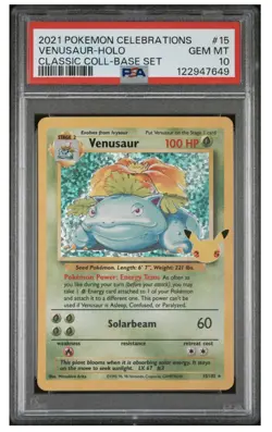2021 POKEMON CELEBRATIONS CLASSIC COLLECTION #15 VENUSAUR-HOLO PSA 10 - Image 1