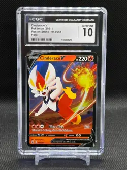 2021 Pokemon Fusion Strike Cinderace V #043 CGC 10 GEM MINT - Image 1