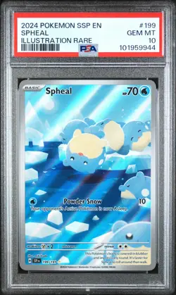 Pokemon TCG Spheal 199/191 2024 Surging Sparks Illustration Rare Card - PSA 10 - Image 1