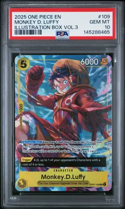 2025 ONE PIECE PROMOS ILLUSTRATION BOX VOL.3 #109 MONKEY D. LUFFY PSA 10 - Image 1