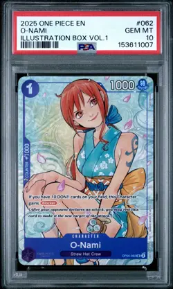 2025 ONE PIECE PROMOS ILLUSTRATION BOX VOL.1 #062 O-NAMI PSA 10 - Image 1