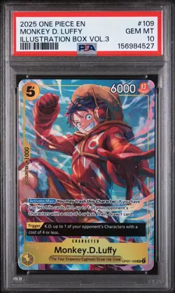 2025 ONE PIECE PROMOS | ILLUSTRATION BOX VOL.3 MONKEY D. LUFFY 109 PSA 10 - Image 1