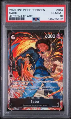 One Piece Sabo Alternate Art PRB02-014 PSA 10 Gem Mint - Image 1