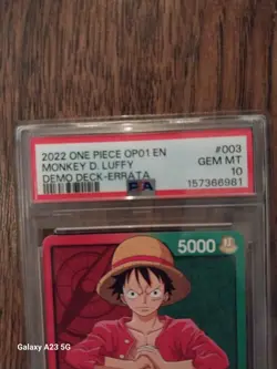 2022 ONE PIECE OP01 DEMO DECK-ERRATA #003 MONKEY D. LUFFY PSA 10 low population - Image 2
