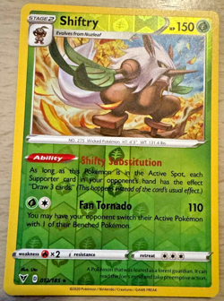 Pokemon TCG Shiftry 012/185 Vivid Voltage Reverse Holo Rare Card - Image 1