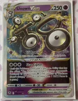 Pokemon TCG Unown VSTAR 066/195 SWSH Silver Tempest Ultra Rare NM Condition - Image 1