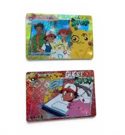 Lot of 2 Vintage Japanese Pokemon Prism Holo Cards Pikachu Ash Togepi - Image 1
