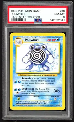 Pokemon Cards - PSA 8 Poliwhirl 38/102 - Base Set 1999-2000 4th Print - Image 1