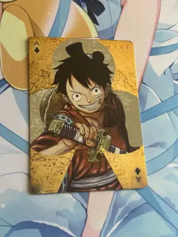 Official One Piece Jump Gold Playing Card Mint - Luffy Ace of Clubs - Image 1
