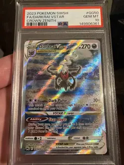 Pokemon TCG: Crown Zenith Darkrai VSTAR Full Art, #GG50/GG70, PSA 10 GEM MINT. - Image 1