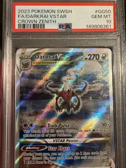 Pokemon TCG: Crown Zenith Darkrai VSTAR Full Art, #GG50/GG70, PSA 10 GEM MINT. - Image 3