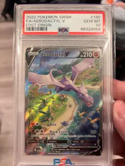 POKEMON AERODACTYL V ALT ART #180/196 LOST ORIGIN 2022 PSA 10 GEM MINT - Image 1