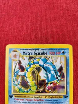 CREASE!! MISTY’s Gyarados 13/132 1st Edition Gym Challenge Holo ((MP)) SEE PICS - Image 3