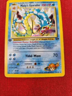 CREASE!! MISTY’s Gyarados 13/132 1st Edition Gym Challenge Holo ((MP)) SEE PICS - Image 4