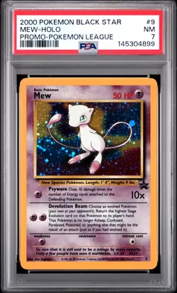 2000 POKEMON PROMO BLACK STAR POKEMON LEAGUE #9 MEW-HOLO PSA 7 - Image 1