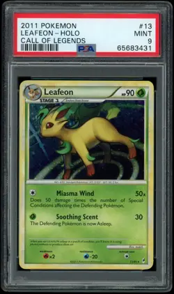 PSA MINT 9 LEAFEON 2011 Call of Legends Holo Foil Rare Pokemon Card - 13/95 - Image 1