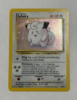 Pokemon TCG Clefairy Base Set 5/102 Holo Rare Unlimited ENG HP 40 Basic - Image 1