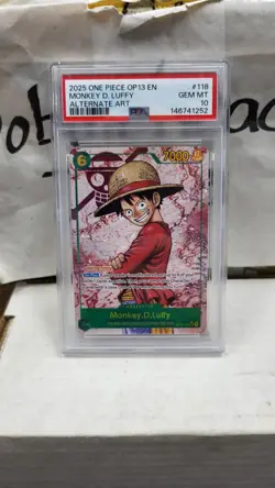 2025 MONKEY D. LUFFY OP-13 CARRYING ON HIS WILL ALT ART ONE PIECE PSA 10 #118 - Image 2