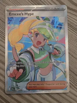 Pokemon Emcee's Hype 220/182 Sv10 Destined Rivals Ultra Rare Full Art Holo - Image 1