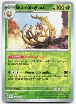Brambleghast Reverse Holo 021/162 Rare Temporal Forces Pokemon Near Mint - Image 1