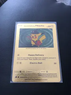 Pokemon Special Delivery Pikachu Gold Card SWSH074 Game Freak Nintendo Fan Art - Image 1