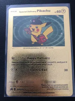 Pokemon Special Delivery Pikachu Gold Card SWSH074 Game Freak Nintendo Fan Art - Image 2