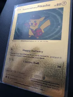 Pokemon Special Delivery Pikachu Gold Card SWSH074 Game Freak Nintendo Fan Art - Image 3