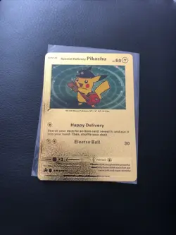 Pokemon Special Delivery Pikachu Gold Card SWSH074 Game Freak Nintendo Fan Art - Image 4