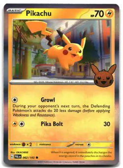 Pokemon Pikachu Holo Common Trick or Trade 2023 062/193 LP - Image 1