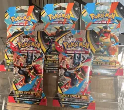 Pokemon TCG Mega Evolution English Sealed Booster Pack sleeve 5pack bundle - Image 1