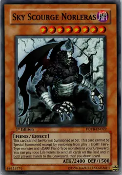 Yugioh Sky Scourge Norleras FOTB-EN022 1st Edition Super Rare NM - Image 1