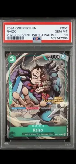 2024 ONE PIECE CHAMP 2023 EVENT PACK FINALIST #052 RAIZO PSA 10 - Image 1