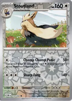 Stoutland 172/197 SV03: Obsidian Flames Pokemon Card TCG - Image 1
