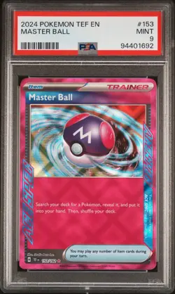 2024 Pokemon Temporal Forces Ace Spec Master Ball 153/162 PSA 9 - Image 1