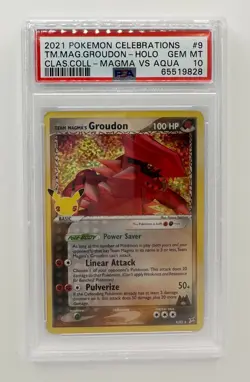 ~ Pokemon TCG - GEM MINT TEAM MAGMA'S GROUDON #9 (9/95) Celebrations - PSA 10 ~ - Image 1