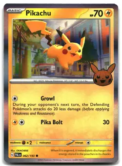Pokemon Pikachu Holo Common Trick or Trade 2023 062/193 LP - Image 1