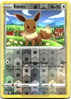 Pokemon Eevee REVERSE HOLO Common SWSH08: Fusion Strike 205/264 MP - Image 1