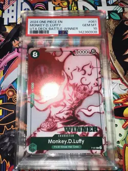 2024 One Piece MONKEY D. LUFFY 061 PROMO UTA DECK BATTLE-WINNER Gem Mint PSA 10 - Image 1