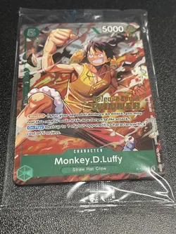 Monkey.D.Luffy P-135 Winner Stamp OP16 Pre-Release Event Promo Card Sealed - Image 1