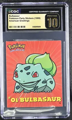 Bulbasaur Pokemon Party Stickers 1999 American Greetings - CGC 10 Pristine Pop 1 - Image 1