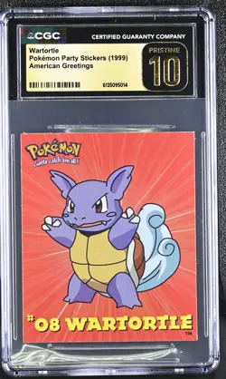 Wartortle Pokemon Party Stickers - American Greetings - CGC 10 Pristine - Pop 1 - Image 1