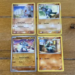 Machop 4X Pokemon Card Bundle 53/108 86/130 47/101 & 066/165 Reverse Holo - Image 1