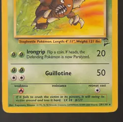 Pokemon Pinsir 29/130 Base Set 2 Uncommon Regular 60 HP Unlimited 1999 Wizards - Image 3