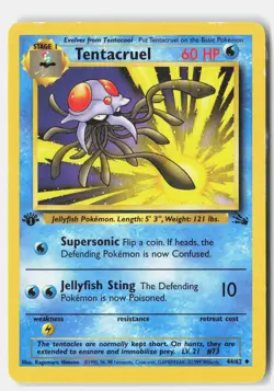 Tentacruel 44/62 Uncommon Fossil Pokemon 1st Edition MP Kagemaru Himeno - Image 1