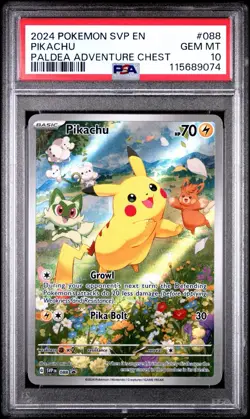 PIKACHU FA 2024 POKEMON SVP 088 PALDEA ADVENTURE CHEST PSA 10 GEM MINT PROMO - Image 1