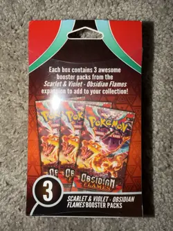🔥 Pokemon Scarlet & Violet Obsidian Flames 3 Pack Hanger Box Brand New Sealed - Image 2