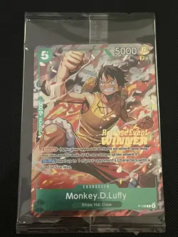 Monkey.D.Luffy P-135 Winner Stamp OP16 Pre-Release Event Promo Card Sealed - Image 1